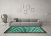 Machine Washable Abstract Turquoise Contemporary Area Rugs in a Living Room,, wshcon2056turq