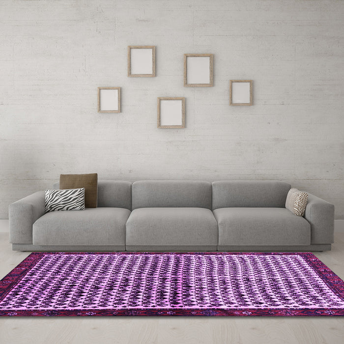 Machine Washable Abstract Purple Contemporary Area Rugs in a Living Room, wshcon2056pur
