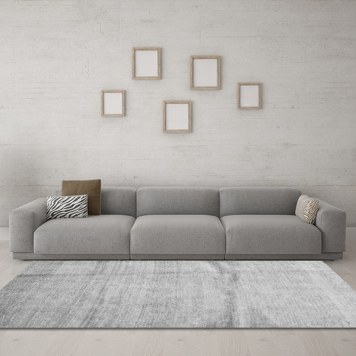 Machine Washable Abstract Gray Contemporary Rug in a Living Room,, wshcon2057gry