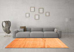 Machine Washable Abstract Orange Contemporary Area Rugs in a Living Room, wshcon2057org