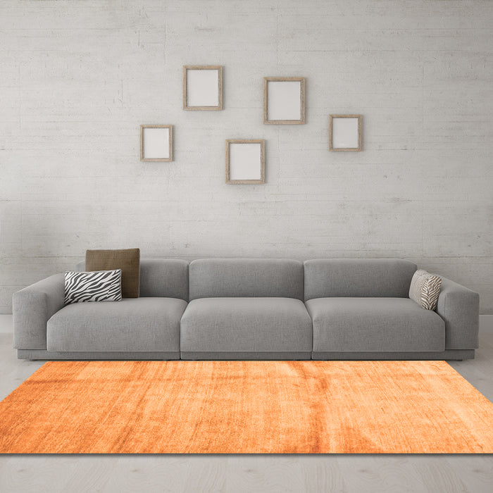 Machine Washable Abstract Orange Contemporary Area Rugs in a Living Room, wshcon2057org