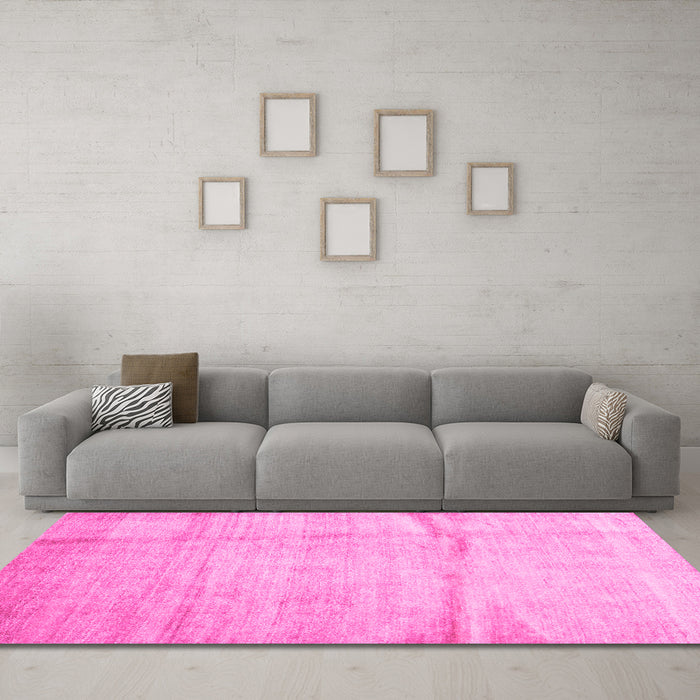 Machine Washable Abstract Pink Contemporary Rug in a Living Room, wshcon2057pnk