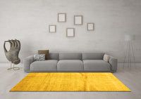 Machine Washable Abstract Yellow Contemporary Rug, wshcon2057yw