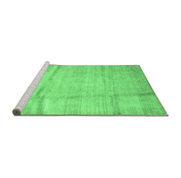 Sideview of Machine Washable Abstract Emerald Green Contemporary Area Rugs, wshcon2057emgrn