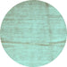 Round Abstract Light Blue Contemporary Rug, con2057lblu