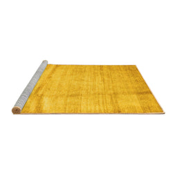 Sideview of Machine Washable Abstract Yellow Contemporary Rug, wshcon2057yw