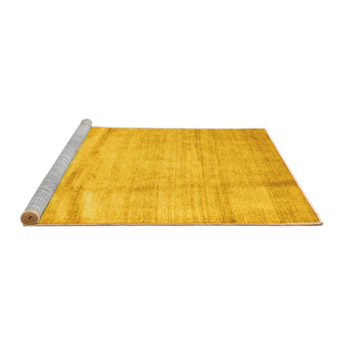 Sideview of Machine Washable Abstract Yellow Contemporary Rug, wshcon2057yw