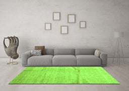 Machine Washable Abstract Green Contemporary Area Rugs in a Living Room,, wshcon2057grn