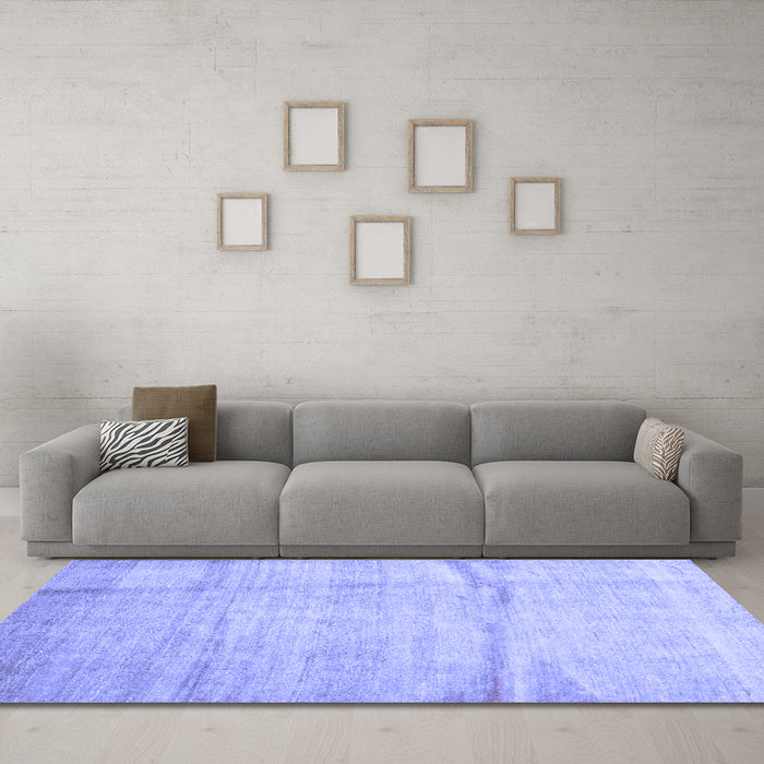Machine Washable Abstract Blue Contemporary Rug in a Living Room, wshcon2057blu