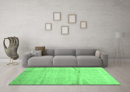 Machine Washable Abstract Emerald Green Contemporary Area Rugs in a Living Room,, wshcon2057emgrn