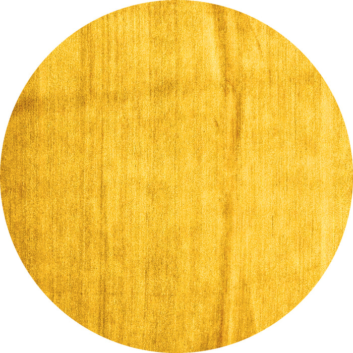 Round Machine Washable Abstract Yellow Contemporary Rug, wshcon2057yw
