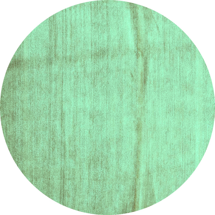 Round Machine Washable Abstract Turquoise Contemporary Area Rugs, wshcon2057turq
