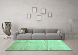 Machine Washable Abstract Turquoise Contemporary Area Rugs in a Living Room,, wshcon2057turq