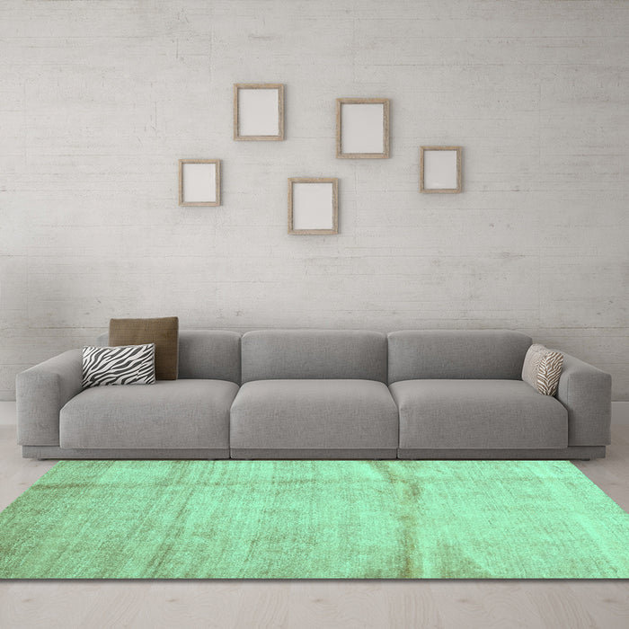 Machine Washable Abstract Turquoise Contemporary Area Rugs in a Living Room,, wshcon2057turq