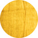 Round Abstract Yellow Contemporary Rug, con2057yw