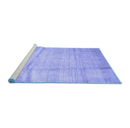 Sideview of Machine Washable Abstract Blue Contemporary Rug, wshcon2057blu