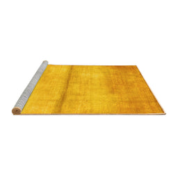 Sideview of Machine Washable Abstract Yellow Contemporary Rug, wshcon2058yw