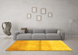 Machine Washable Abstract Yellow Contemporary Rug in a Living Room, wshcon2058yw