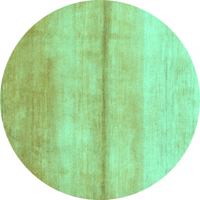 Round Machine Washable Abstract Turquoise Contemporary Area Rugs, wshcon2058turq