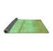 Sideview of Abstract Turquoise Contemporary Rug, con2058turq