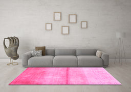 Machine Washable Abstract Pink Contemporary Rug in a Living Room, wshcon2058pnk