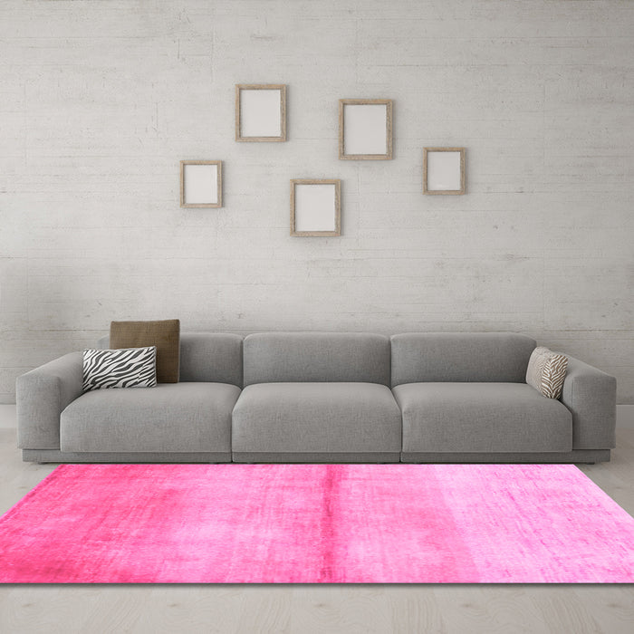 Machine Washable Abstract Pink Contemporary Rug in a Living Room, wshcon2058pnk