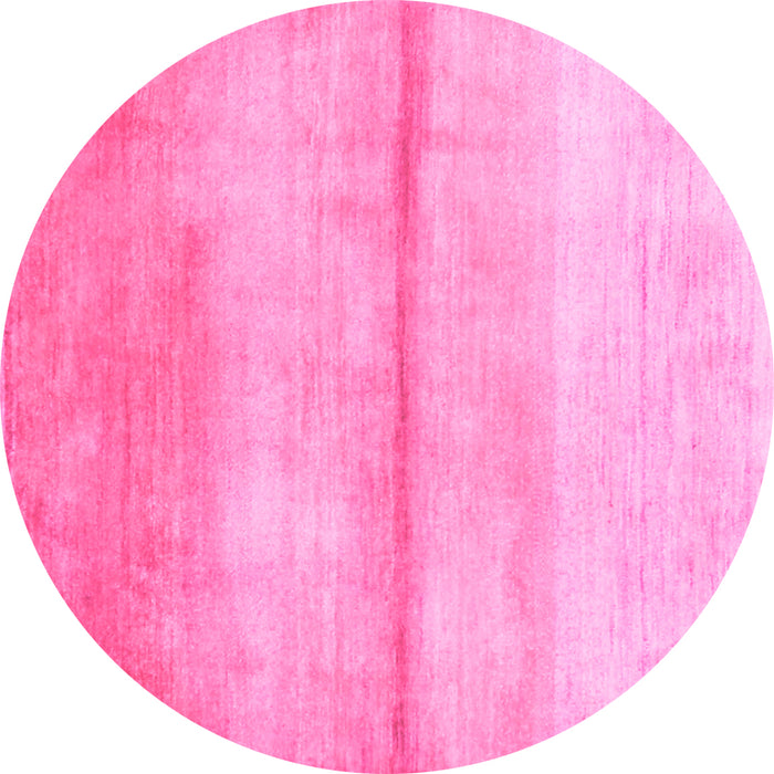 Round Machine Washable Abstract Pink Contemporary Rug, wshcon2058pnk