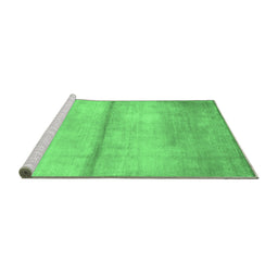 Sideview of Machine Washable Abstract Emerald Green Contemporary Area Rugs, wshcon2058emgrn