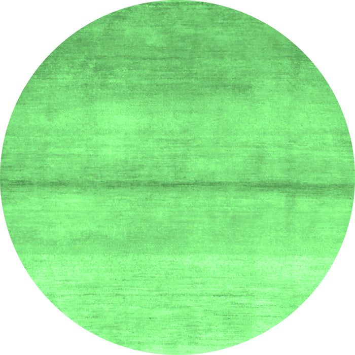 Round Machine Washable Abstract Emerald Green Contemporary Area Rugs, wshcon2058emgrn