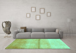 Machine Washable Abstract Turquoise Contemporary Area Rugs in a Living Room,, wshcon2058turq