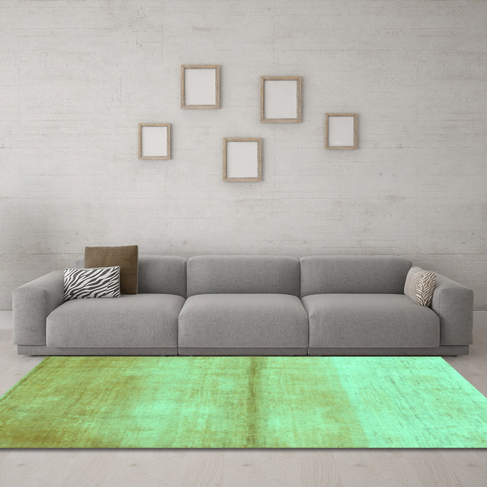 Machine Washable Abstract Turquoise Contemporary Area Rugs in a Living Room,, wshcon2058turq