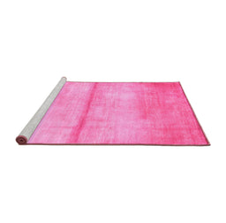 Sideview of Machine Washable Abstract Pink Contemporary Rug, wshcon2058pnk
