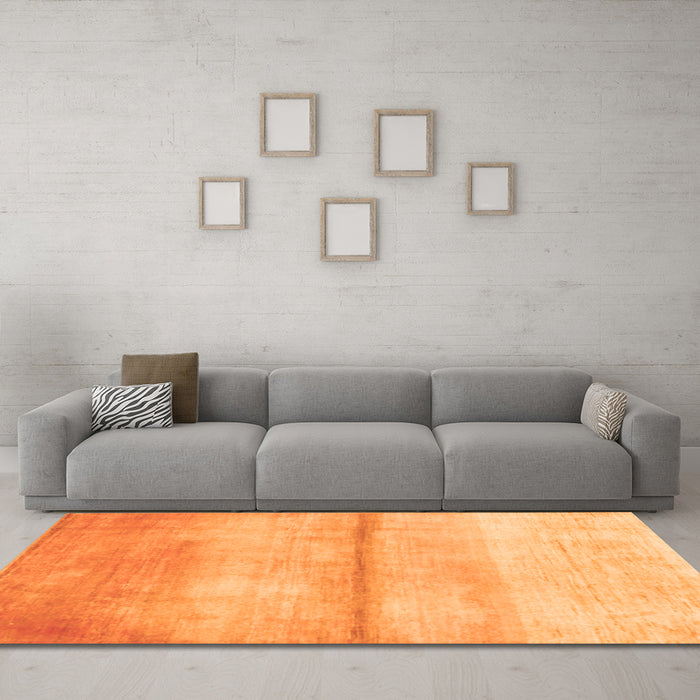 Machine Washable Abstract Orange Contemporary Area Rugs in a Living Room, wshcon2058org