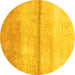 Round Abstract Yellow Contemporary Rug, con2058yw