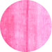 Round Abstract Pink Contemporary Rug, con2058pnk