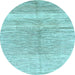 Round Machine Washable Abstract Light Blue Contemporary Rug, wshcon2059lblu