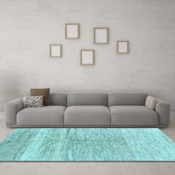 Machine Washable Abstract Light Blue Contemporary Rug in a Living Room, wshcon2059lblu
