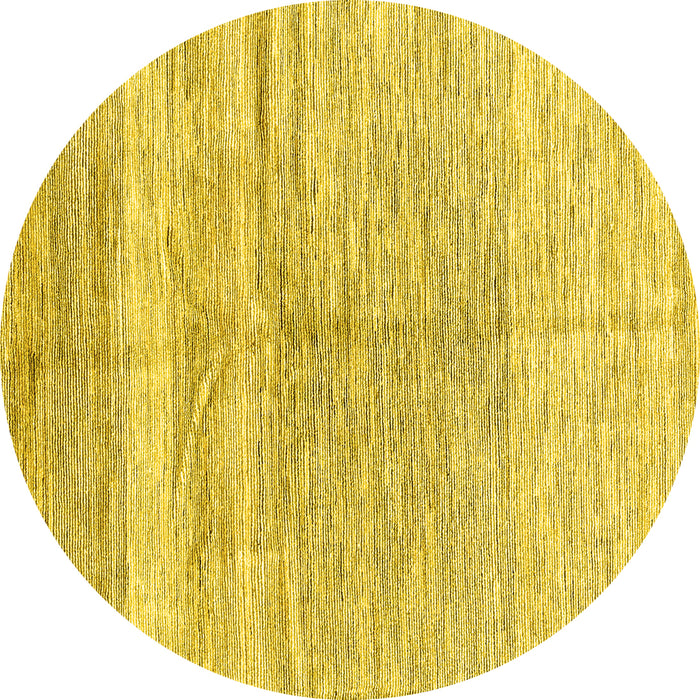 Round Machine Washable Abstract Yellow Contemporary Rug, wshcon2059yw