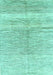 Machine Washable Abstract Turquoise Contemporary Area Rugs, wshcon2059turq