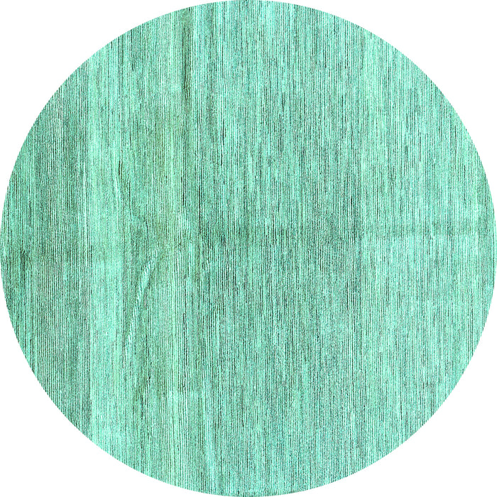 Round Abstract Turquoise Contemporary Rug, con2059turq