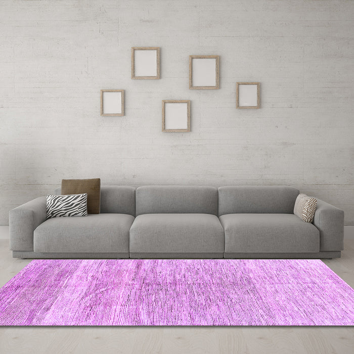 Machine Washable Abstract Purple Contemporary Area Rugs in a Living Room, wshcon2059pur