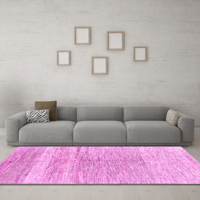 Machine Washable Abstract Pink Contemporary Rug in a Living Room, wshcon2059pnk