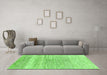 Machine Washable Abstract Green Contemporary Area Rugs in a Living Room,, wshcon2059grn