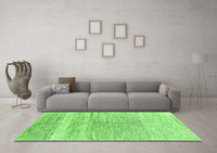 Machine Washable Abstract Green Contemporary Rug, wshcon2059grn