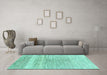 Machine Washable Abstract Turquoise Contemporary Area Rugs in a Living Room,, wshcon2059turq