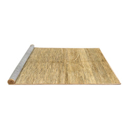 Sideview of Machine Washable Abstract Brown Contemporary Rug, wshcon2059brn