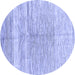 Round Abstract Blue Contemporary Rug, con2059blu