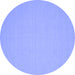 Round Machine Washable Solid Blue Modern Rug, wshcon205blu