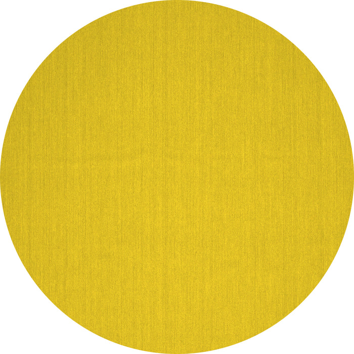 Round Machine Washable Solid Yellow Modern Rug, wshcon205yw