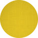 Round Machine Washable Solid Yellow Modern Rug, wshcon205yw